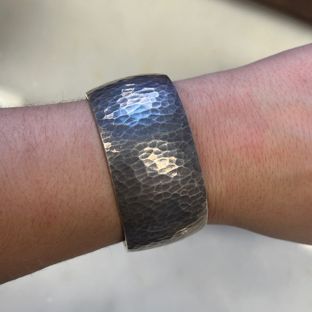 Hermes Sterling Silver Hammered Cuff Bracelet